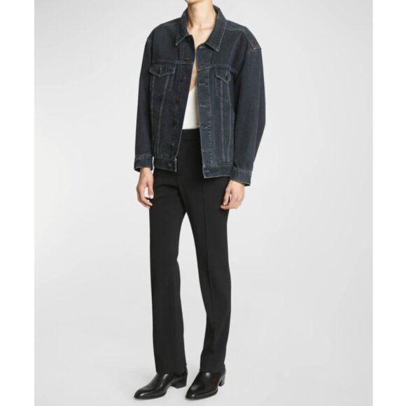 Saint Laurent Egg-Shaped Denim Jacket in Verde Aqua - Picture 2 of 10